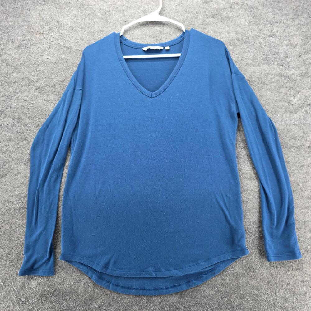 Athleta Shirt Womens XS Blue Long Sleeve V Neck Modal Blend Basic Lightweight